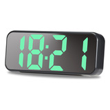 Espejo De Escritorio Digital Led Snooze Con Fecha De 12 A 24