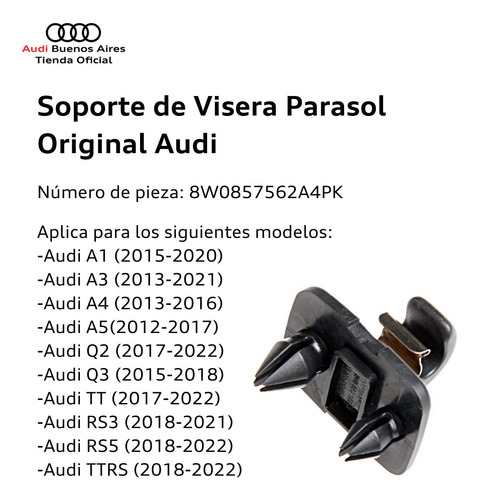 Soporte De Visera Parasol Audi Tt 2017 Al 2021 Foto 2