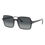 Anteojos De Sol Ray-ban I-shape Square Ii Standard Con Marco De Acetato Color Polished Black, Lente Light Grey Degradada, Varilla Black De Acetato - Rb1973