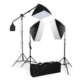 Kit Iluminação Estúdio Pk-sb03c/ Softbox 50x70 E Girafa 220v