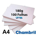 Papel Offset Chambril 180 Gramas A4 Branco 100 Folhas