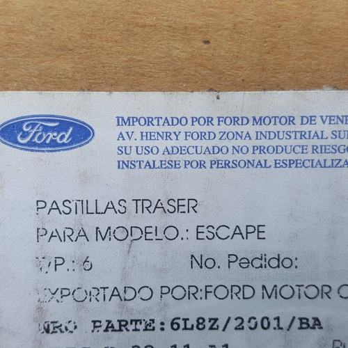 Pastillas De Freno Trasera De Ford Escape Originales Foto 3