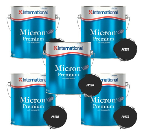 Kit 5 Latas Tinta Micron Premium International 3,6l - Preto