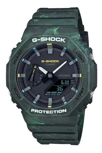 Reloj Casio Ga-2100fr-3a Hombre G Shock Anti Golpe Color De La Malla Verde Color Del Bisel Verde Color Del Fondo Negro