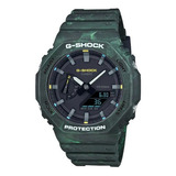 Reloj Casio Ga-2100fr-3a Hombre G Shock Anti Golpe Color De La Malla Verde Color Del Bisel Verde Color Del Fondo Negro