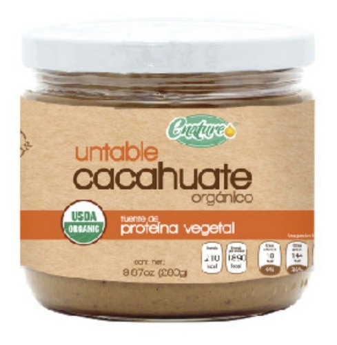 Crema Cacahuate Orgánico Untable Natural 280g Enature