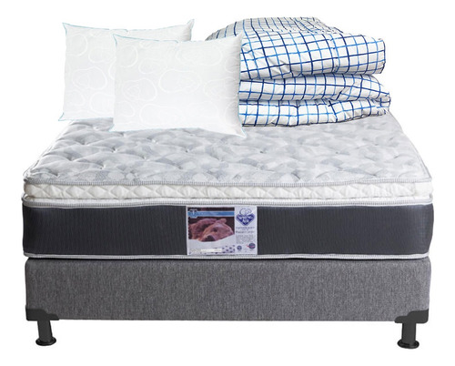 Colchón Queen Size Marte + Box + 2 Almohadas De Osos + Edr