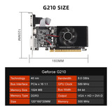 Tarjeta Gráfica Gt210 1g Ddr3 64bit 589mhz 500mhz Dvi+vga+-c