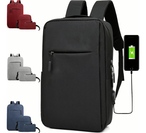 Set 3 Mochila Bolsas Escolar Estudiante Lapicera Tote,estudiante Mochila, Impermeable Antirrobo Color Cosmic Black