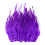 Plumas Decorativas Artificiales Color Morado Paquete X 100