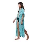 Saida De Praia Feminina Comprido Kimono 33009