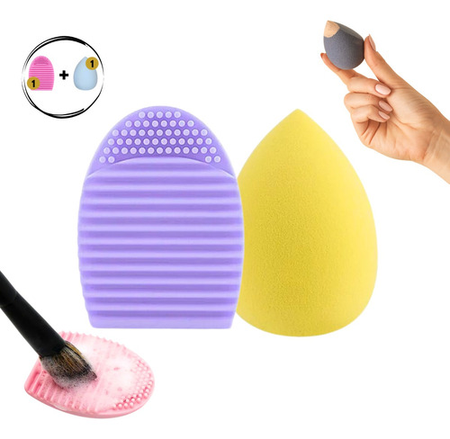 Kit X2 Esponja Blender Para Maquillaje + Limpia Brochas