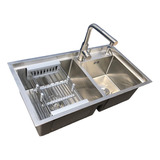 Llave Cocina Inox +fregadero Tarja 80x45cm Lujo+accesorios 