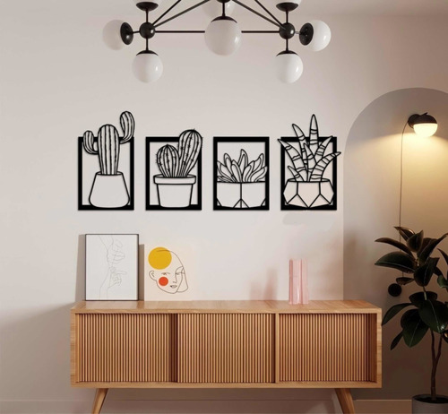 Cactus Cuadro Decorativo Hogar Muro Pared Madera Mdf