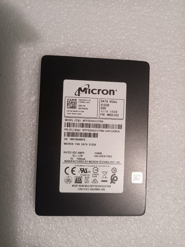 Disco Sólido Ssd Interno Micron 512gb Para Laptop Pc Sata