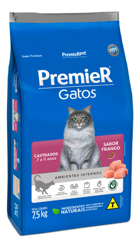 Premier Super Premium Gato Castrado 7 A 11 Anos Senior 7,5kg