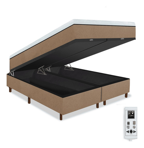 Colchão Magnético Queen Massageador Cromo + Cama Box Baú