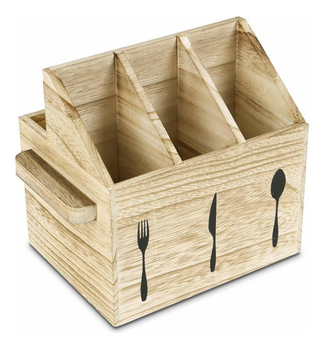 Organizador De Cubiertos Ikee Design Soporte De Madera Zbb