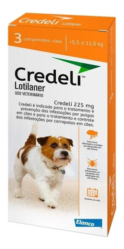 Pastilla Antiparasitario Para Pulga Elanco Credelio Para Perro De 5.5kg A 11kg Color Naranja