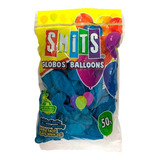Globos Smits #12 C/50 Pastel O Neon Colores Smi1x1 Color Azul Neón