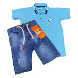 Conjunto Bermuda Jean Para Niño Con Bolsillos Y Camiseta