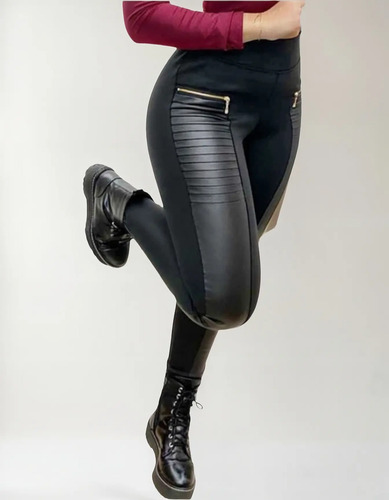Pantalón Con Aplicación Vinipiel Dama