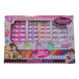 Set Juguete Nail Art Deco Uñas Postizas Anillos Stickers