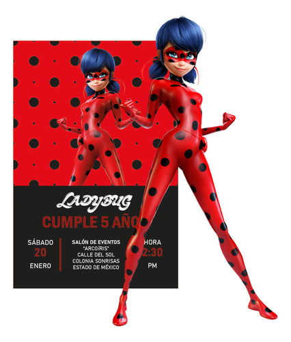 Invitación Digital Ladybug O Catnoir Diseño A Elegir