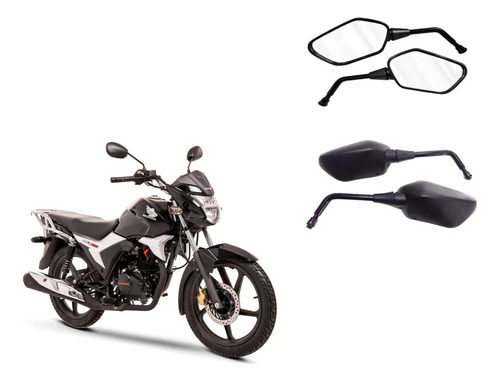 Kit X2 Espejos Negro Mate Honda Ghl 150 Cc R / D Tdm