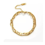 Off! Pulsera Doble Mujer Con Baño De Oro 18kt - 1003o