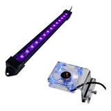 01 Luminária 40cm Led Uv 395nm Dimmer + Fan Cooler Led Azul