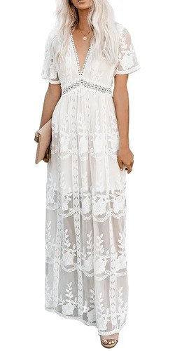 Vestidos Largos Elegantes Casuales Blancos De Dama Mujer | Envío gratis
