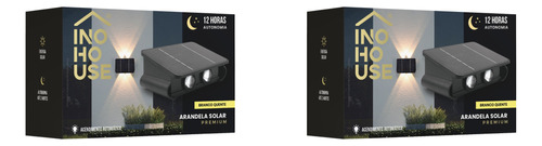 Kit 2 Arandela Solar Premium Externa 1000lm Autonoma 3000k 