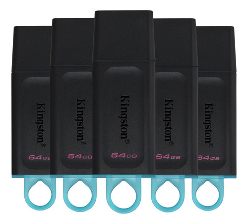 Kit 5 Memorias Kingston Usb 64gb 3.2 Dtx/64gb Exodia Negra