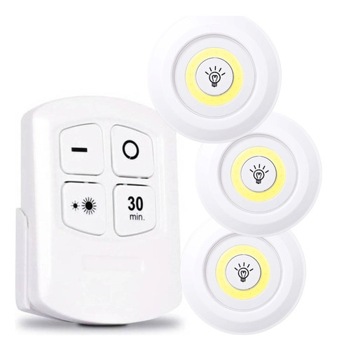 Kit 3x Lâmpada Para Quarto Sala Sem Fio Led + Controle Cor Branco