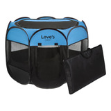 Corral Para Mascotas Loves Portatil Plegable Azul - M