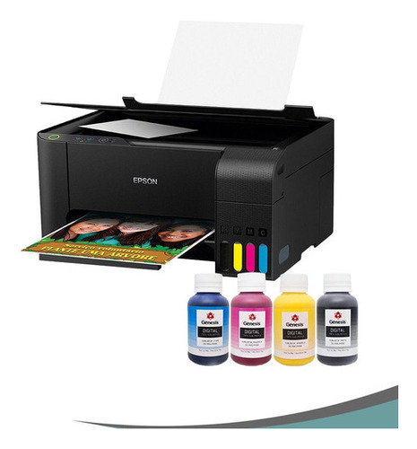 Impressora Epson L3210 + Kit De Tinta Cor Preto 110v/220v