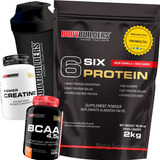 Kit Whey Protein 2kg + Bcaa + Creatina + Shaker 