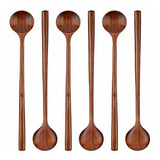 Cucharas Largas De Madera Estilo Coreano, 6 Piezas