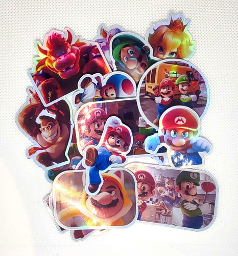 Super Mario Bros Película Stickers Holográficos X17