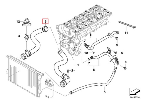 Manguera Inferior Radiador Bmw E46 323i 325i 328i Motor M54 Foto 3