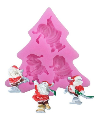 Molde Silicona Navidad Papá Noel Esquí -reposteria Porcelana