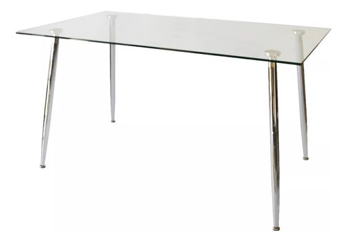 Mesa De Comedor Vidrio Iriarte 140 Cm Base Cromada