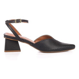 Scarpin Mule Feminino Salto Geométrico Triangular Bico Fino