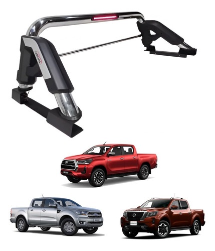 Roll Bar Hilux Np300 Hilux Ranger 2016 A 2024 C/ Luz Inox