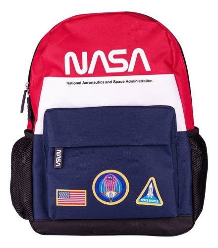 Mochila Escolar Nasa Diseño Tricolor Tirantes Acojinados Color Rojo