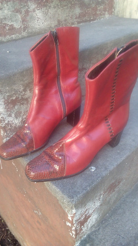 Botas Rojas N38 Divinaaas ! Texanas Taco Interior Dorado