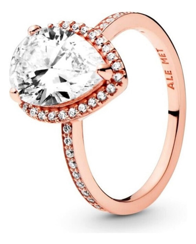 Anillo Solitario En Gota. Rose Gold. Pandora Original