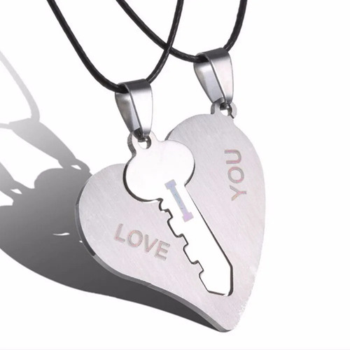 Collar Novios Pareja Amor Par Llave Corazon I Love U