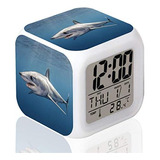 Reloj Despertador Led Patrón De Tiburón Reloj De Mesa De Esc